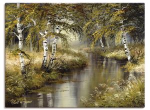 4057738437673 - Wandbild ARTLAND Kanal tief im Wald Bilder Gr B H 120 cm x 90 cm Leinwandbild Wald Querformat 1 St grün Bild Poster Bilder als Leinwandbild Wandaufkleber oder in versch Größen