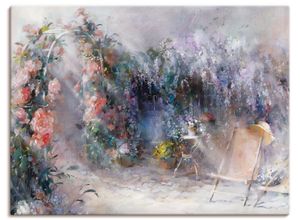 4057738439080 - Wandbild ARTLAND Rosen und Flieder Bilder Gr B H 40 cm x 30 cm Leinwandbild Garten Querformat 1 St lila Bild Poster Bilder als Leinwandbild Wandaufkleber oder in versch Größen