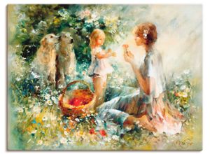 4057738440635 - Wandbild ARTLAND Picknick beige (naturfarben) Bilder B H 120cm x 90cm Leinwandbild Gruppen & Familien Querformat Canvas Leinwand als Leinwandbild Poster Wandaufkleber in verschied Größen B120cm H90cm