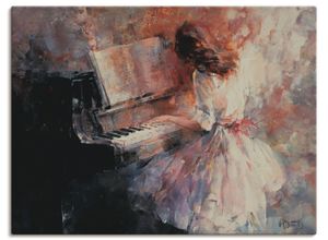 4057738448358 - Wandbild ARTLAND Romantischer Rhythmus Bilder Gr B H 80 cm x 60 cm Leinwandbild Musiker Querformat 1 St grau Bild Poster Bilder als Leinwandbild Wandaufkleber oder in versch Größen