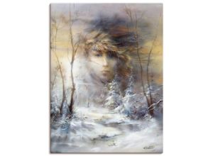 4057738452546 - Wandbild ARTLAND Winter Bilder Gr B H 60 cm x 80 cm Leinwandbild Frau Hochformat 1 St weiß Bild Poster Bilder als Leinwandbild Wandaufkleber oder in versch Größen