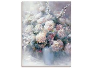 4057738452836 - Wandbild ARTLAND Weißer Strauß Bilder Gr B H 90 cm x 120 cm Leinwandbild Blumen Hochformat 1 St beige (naturfarben) Bild Poster Bilder als Leinwandbild Wandaufkleber oder in versch Größen