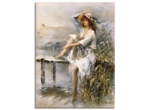 4057738454021 - Wandbild ARTLAND Wasserseite Bilder Gr B H 60 cm x 80 cm Leinwandbild Frau Hochformat 1 St beige (naturfarben) Bild Leinwandbild Kunstdrucke Bilder als Leinwandbild Wandaufkleber oder Poster in versch Größen