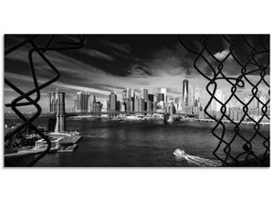 4057738467816 - Glasbild ARTLAND Brooklyn Bridge New York I Bilder Gr B H 60 cm x 30 cm Glasbild Amerika Querformat 1 St schwarz Bild Glasbild Glasbilder Bilder in verschiedenen Größen