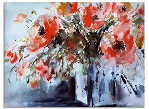 4057738661986 - Glasbild ARTLAND Mohn in Vase Bilder Gr B H 80 cm x 60 cm Glasbild Blumen Querformat 1 St rot Bild Glasbild Glasbilder Bilder in verschiedenen Größen