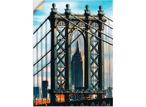 4057738696353 - Wandbild ARTLAND New York Manhattan Bridge Bilder Gr B H 30 cm x 40 cm Wandaufkleber - Vinyl Brücken 1 St blau Bild Kunstdruck Kunstdrucke Bilder als Leinwandbild Wandaufkleber oder Poster in versch Größen