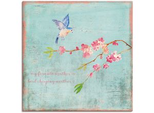 4057738836612 - Wandbild ARTLAND Vogelgezwitscherwetter Bilder Gr B H 100 cm x 100 cm Leinwandbild Sprüche & Texte 1 St blau Bild Kunstdruck Metallbild Metallbilder Bilder als Alubild Leinwandbild Wandaufkleber oder Poster in versch Größen