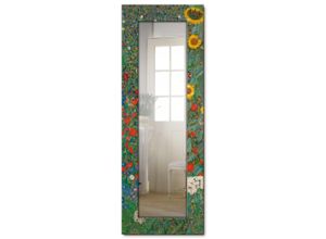 4057738843146 - Dekospiegel ARTLAND Garten mit Sonnenblumen Spiegel Gr B H T 504 cm x 1404 cm x 16 cm grün Dekospiegel Spiegel gerahmter Ganzkörperspiegel Wandspiegel mit Motivrahmen Landhaus