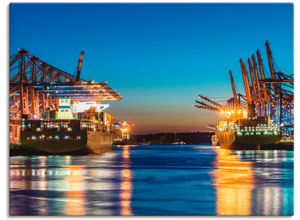 4057738860303 - Wandbild ARTLAND Hamburg Hafen am Abend 2 Bilder Gr B H 120 cm x 90 cm Leinwandbild Deutschland Querformat 1 St bunt Bild Poster Bilder als Alubild Leinwandbild Wandaufkleber oder in versch Größen