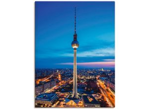 4057738867333 - Wandbild ARTLAND Berlin Fernsehturm Bilder Gr B H 90 cm x 120 cm Leinwandbild Deutschland Hochformat 1 St blau Bild Metallbild Metallbilder Bilder als Alubild Leinwandbild Wandaufkleber oder Poster in versch Größen