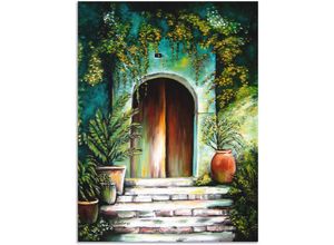 4057738886754 - Wandbild ARTLAND Mediterranes Gartenparadies Bilder Gr B H 45 cm x 60 cm Alu-Dibond-Druck Fenster & Türen Hochformat 1 St grün Bild Poster Bilder als Alubild Leinwandbild Wandaufkleber oder in versch Größen