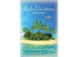 4057786271700 - - Reefer Vacations Poster Strand mit Cannabis Palmen