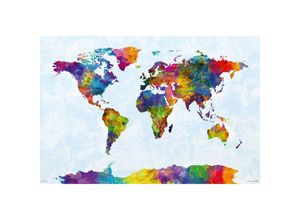 4057786315565 - - Watercolor World Map Poster Michael Tompsett 915 x 61 cm Die Welt in Wasserfarben