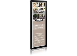 4057786335129 - - Posterrahmen 33 x 95 cm schwarz Leiste aus mdf im Holzdesign PVC-Scheibe (unzerbrechlich)