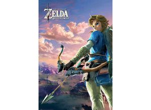 4057786373923 - - The Legend of Zelda Poster Breath Of The Wild Link mit Bogen vor Landschaft