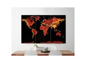 4057786650918 - - Weltkarte auf Leinwand - maps in minutesù - Fire Opal 3-teiliger Leinwanddruck (Canvas)