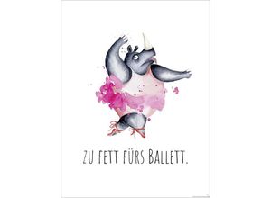 4057786728501 - - Zu fett fürs Ballett Kunstdruck Design Frau Febra & Herr Hutsauger