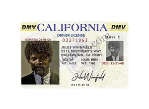 4057786942297 - - Pulp Fiction Jules Winnfield Drivers Licence Führerschein Replik aus laminiertem Papier