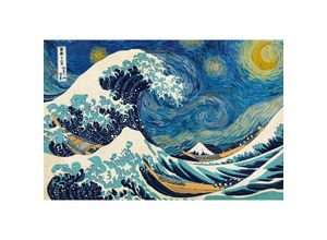 4057786957055 - - Starry Wave Poster Great Wave Of Kanagawa - Katsushika Hokusai   Starry Night - Vincent Van Gogh