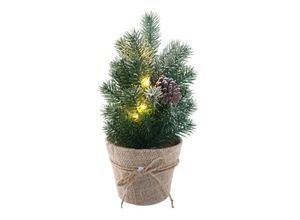 4057984013843 - Led Weihnachtsbaum Kunsttanne beschneit im Jutetopf 33 cm Batteriebetrieb - Grün