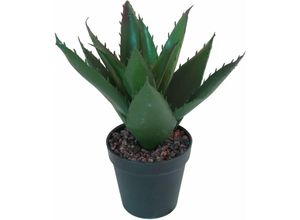 4057984015977 - Design Decoration - Künstliche Aloe Vera im Topf mit Steindeko Höhe 27 cm Pflanze dunkelgrün - Dunkelgrün