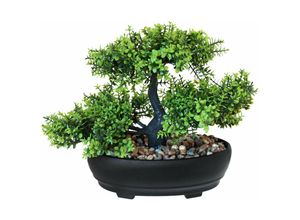 4057984016004 - Design Decoration - Kunstpflanze Bonsai Buchsbaum 26 x 20 cm im Topf mit Echtsteindeko - Grün