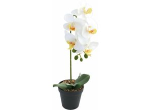 4057984016011 - Design Decoration - Künstliche Orchidee Weiss im Topf Höhe 40 cm Kunstblume Pflanze - Weiss