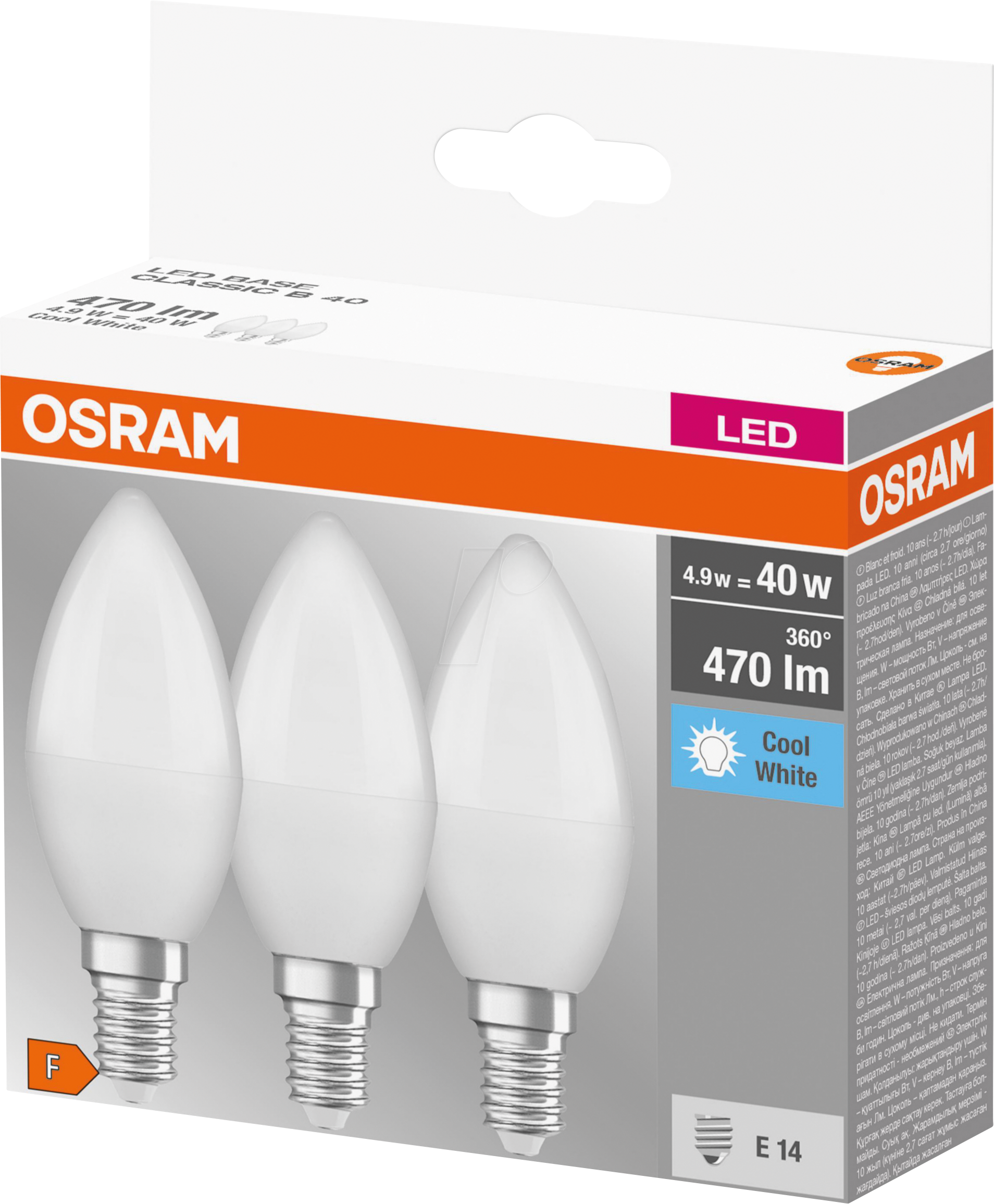 4058075429680 - - led base Classic B40 matte Filament LED-Lampen aus Glas für E14 Sockel Kerzenform Kaltweiß (4000K) 806 Lumen Ersatz für herkömmliche