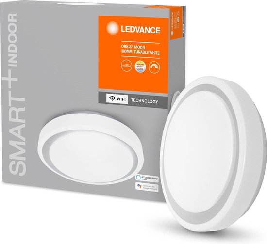 4058075486409 - Ledvance Smarte led Wand-und Deckenleuchte für Innen mit WiFi Technologie Lichtfarbe änderbar (3000K-6500K) Grau 380mm Kompatibel mit Google und