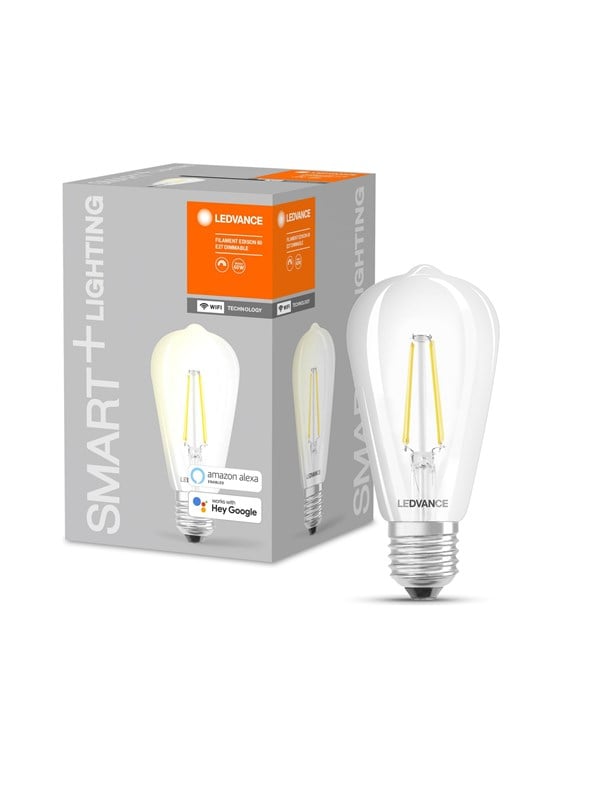 4058075528277 - Ledvance - Smarte LED-Lampe mit WiFi Technologie Sockel E27 Dimmbar Warmweiß (2700 k) ersetzt Glühlampen mit 60 w smart+ WiFi Filament Edison