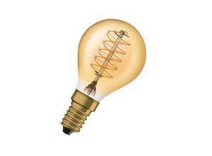 4058075761438 - OSRAM Vintage 1906 LED-Lampe mit Gold-Tönung 34W 250lm klassische Tropfenlampe (Classic P) mit E14-Sockel warmweiße Lichtfarbe spiralförmiges