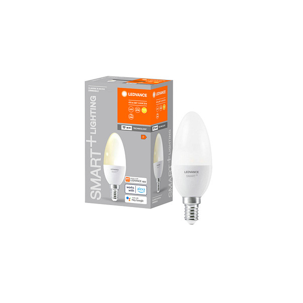 4058075778559 - Ledvance - Smarte LED-Lampe mit WiFi Technologie Sockel E14 Dimmbar Warmweiß (2700 k) ersetzt Glühlampen mit 40 w smart+ WiFi Candle Dimmable