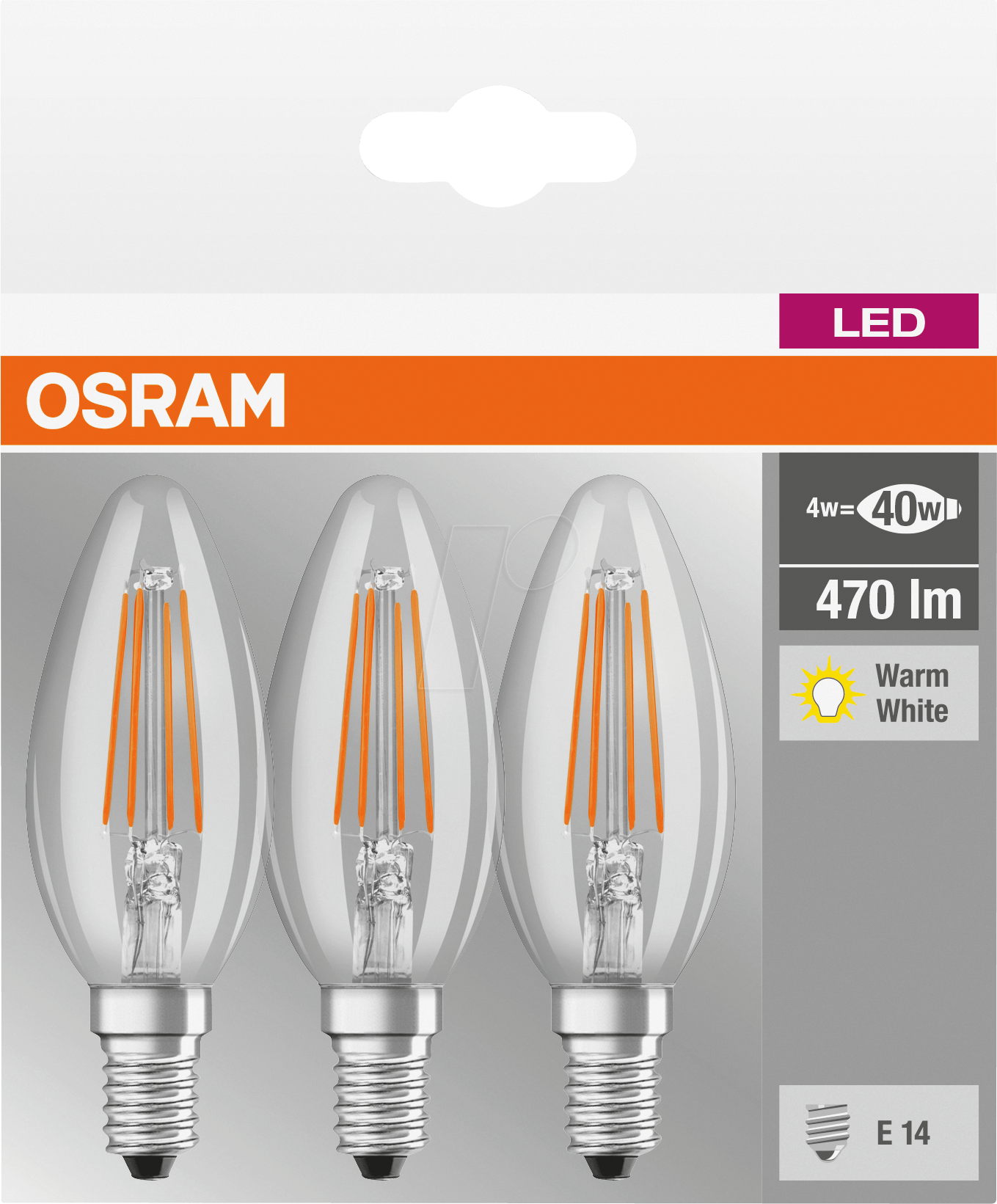 4058075819313 - 4058075819313 led eek e (a - g) E14 Kerzenform 4 w = 40 w Warmweiß (ø x l) 350 mm x 1000 mm - Osram