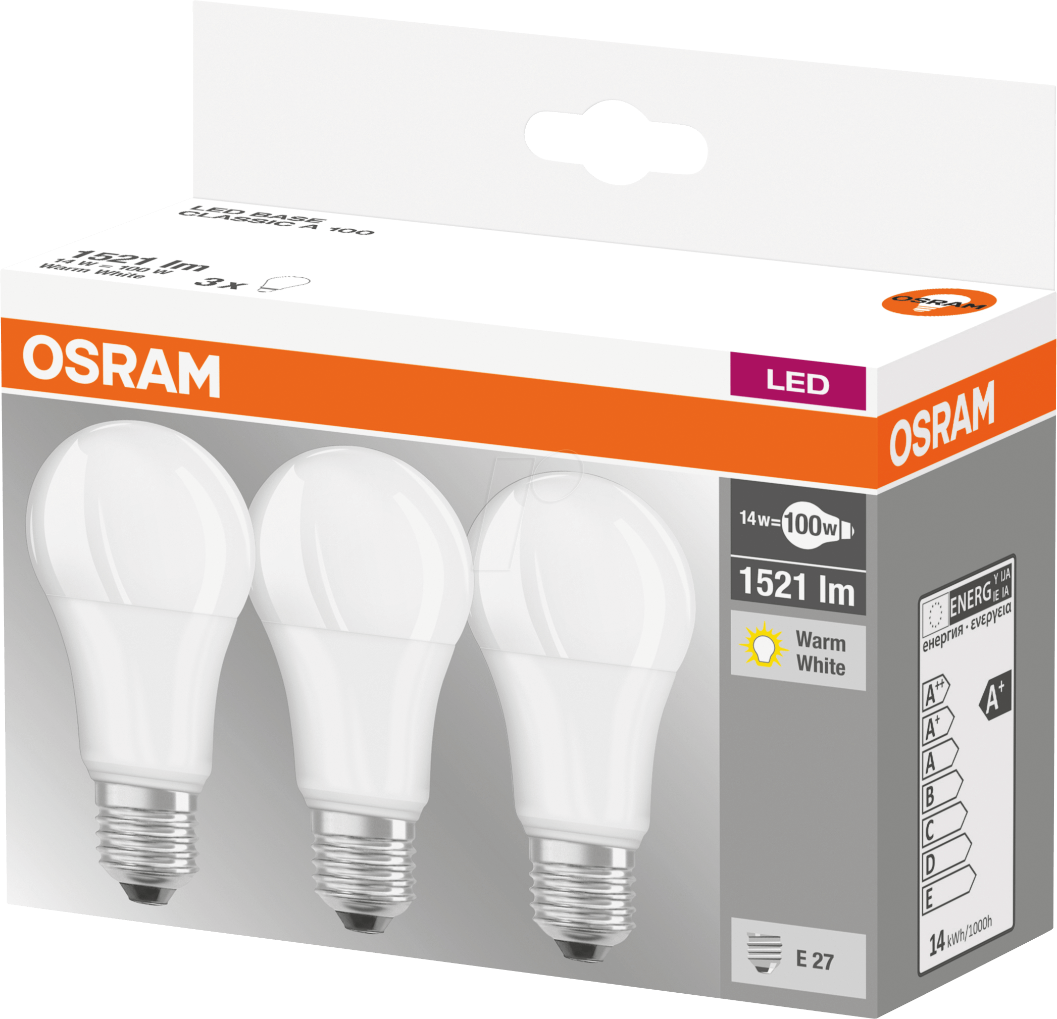 4058075819412 - Led Base Classic a in Kolbenform mit E27-Sockel Nicht Dimmbar Ersetzt 100 Watt Matt Warmweiß - 2700 Kelvin 3er-Pack - Osram 4058075819412 - Led Base Classic a in Kolbenform mit E27-Sockel Nicht Dimmbar Ersetzt 100 Watt Matt Warmweiß - 2700 Kelvin 3er-Pack - Osram