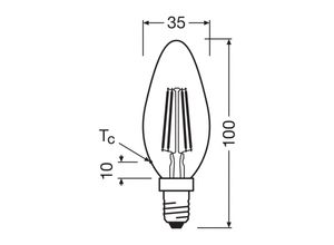 4058075839229 - OSRAM LED-Leuchtmittel Kerze Filament E14 12W 2700K 255lm