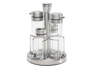 4058117003496 - Menage-Set im Gestell aus Edelstahl mit Glas 5-teilig