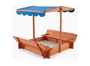 4058166097903 - Sandkasten buddelkiste - Mit verstellbarem Dach und Bodenplane - Maße 110 x 110 x 110 cm - inkl komplettem Montagematerial i Sandspielkasten