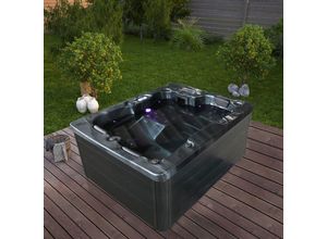 4058166099501 - Outdoor Whirlpool - black marble pure - Maße 210 x 160 x 85 cm - Inkl Heizung 27 Massagedüsen und 9 Lichtquellen i Außen Whirlpool Spa für 3