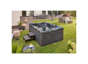 4058166099525 - Outdoor Whirlpool - black marble plus Treppe und Thermoabdeckung - Maße 210 x 160 x 85 cm - Inkl Heizung 27 Massagedüsen und 9 Lichtquellen i Außen