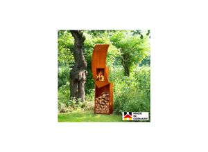 4058166184467 - Gartenkamin mit Holzlager swing - Made in Germany Holzlege Holzablage Feuerschale Kaminholzregal - Home Deluxe