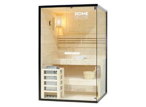 4058166243454 - Traditionelle Sauna - Shadow - Größe m - 120 x 120 x 190 cm - hochwertiges Fichtenholz inkl Ofen Saunazubehör i Dampfsauna Aufgusssauna Finnische