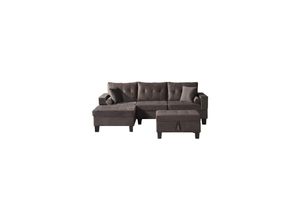 4058166245847 - HOME DELUXE Polsterecke Rom Sofa mit Hocker - Braun Rechts - versch Farben