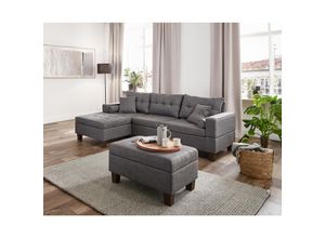 4058166245861 - HOME DELUXE Polsterecke Rom Sofa mit Hocker - Grau Rechts - versch Farben