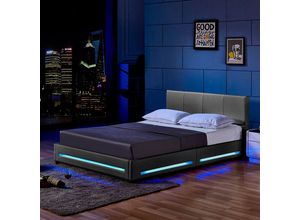 4058166246738 - Led Bett asteroid mit Matratze Farbe Dunkelgrau Größe 140 x 200 cm Bett Mit Matratze 180X200 - Home Deluxe