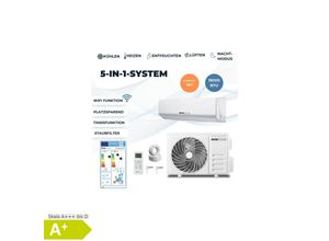 4058166248152 - Klimaanlage Set split 18-18000 BTU h (5100 Watt) - Quick Connect wifi Alexa und Google Home kompatibel - 5 in 1 System [Energieklasse a+] - Home