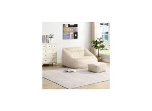 4058166265395 - HOME DELUXE Sitzsack mit Hocker COZY - Beige