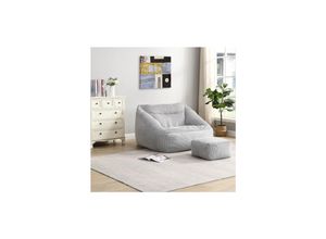 4058166265456 - HOME DELUXE Sitzsack mit Hocker COZY - Hellgrau