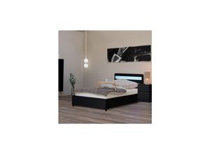 4058166268075 - Led Bett nube - Schwarz 90 x 200 cm - inkl Lattenrost und Schubladen i Polsterbett Design Bett inkl Beleuchtung - Home Deluxe