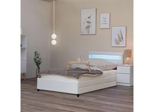 4058166268105 - Led Bett nube - Weiß 90 x 200 cm - inkl Lattenrost und Schubladen i Polsterbett Design Bett inkl Beleuchtung - Home Deluxe