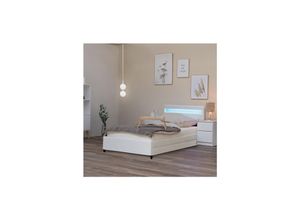 4058166268174 - HOME DELUXE LED Bett NUBE mit Schubladen - 90 x 200 - versch Ausführungen - mit Matratze - Weiß